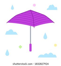The purple umbrella. Flat design. Isolated icon on white background. Vector illustration.