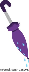 Purple umbrella, illustration, vector on white background.
