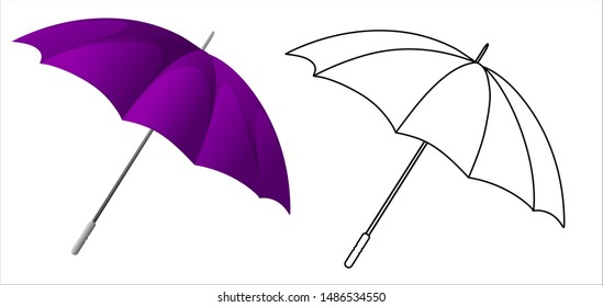 purple umbrella and stroke vector set