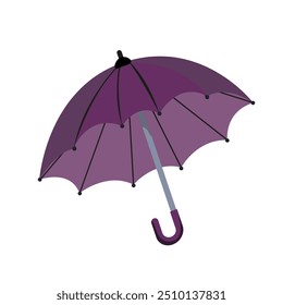 Purple umbrella in vector style, protection from rain, vector illustration on a white background