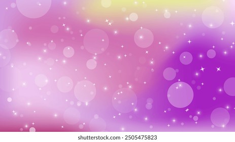 Fondo de unicornio púrpura. Cielo de acuarela pastel con estrellas brillantes y bokeh. Galaxia de fantasía con textura holográfica. Espacio mágico de mármol. Vector.