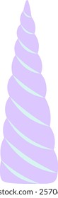 Purple unicorn horn with light green stripes, spiraling upwards, symbolizing magic, myth, and children s fairy tales, perfect for kids designs or fantasy themed projects