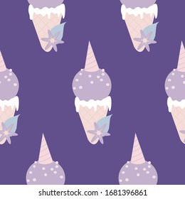 purple unicorn icecream, in a seamless pattern design, perfect to use on the web or in print