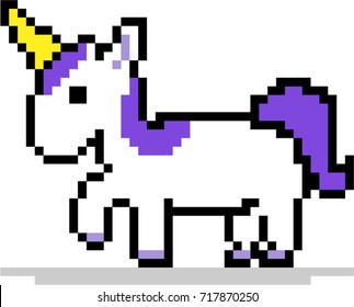 Purple Unicorn Pixel Art 8 Bit Stock Vector (Royalty Free) 717870250 ...