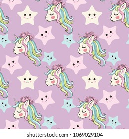  purple unicorn with star pattern vector illustration