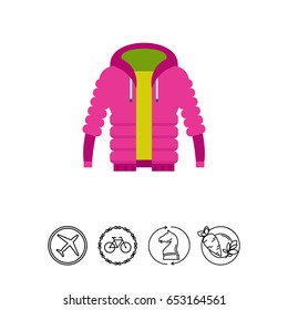 Purple unisex warm down jacket icon