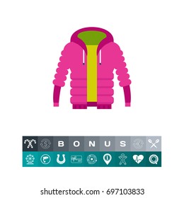Purple unisex warm down jacket icon
