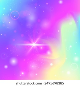 Purple Universe Pattern. Pink Rainbow Gradient. Unicorn Hologram. Iridescent Blurred Mesh. Princess Background. Lilac Abstract Invitation. Fairy Backdrop. Stars Princess Background.