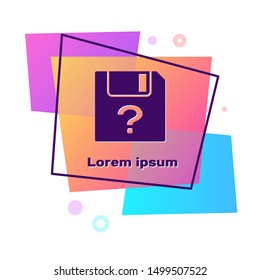 Purple Unknown document icon isolated on white background. File with Question mark. Hold report, service and global search sign. Color rectangle button. Vector Illustration
