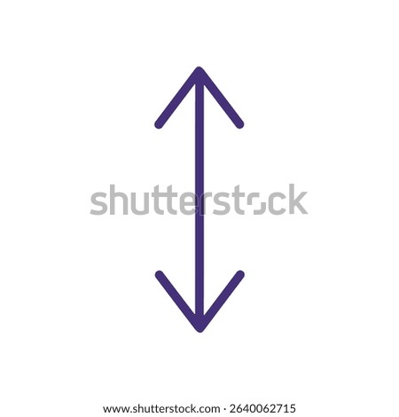 Purple upwarddownward arrows denote vertical movement. Icon symbol illustration