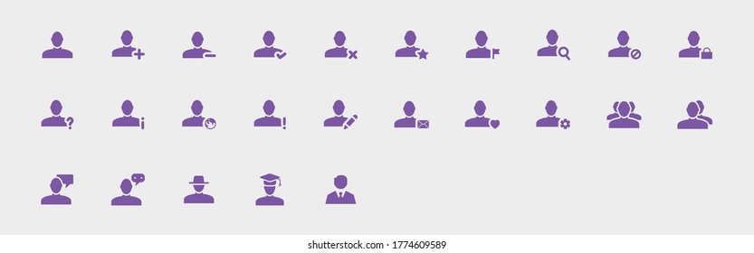 usuarios púrpura iconos material vectorial 