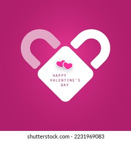 Purple Valentine's Day Card Design with Pad Lock - Multi Purpose Illustration in Editable Vector Format