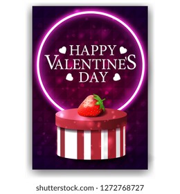 Purple Valentine's Day cover with gift and strawberry  