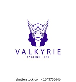 Purple Valkyrie woman flat logo design for sport, fashion, restaurant, etc.