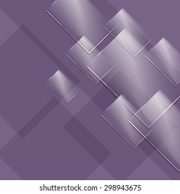 Purple vector backdrop and transparent glass objects