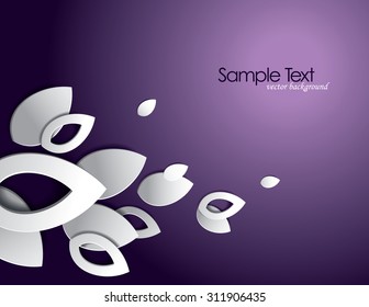 Purple Vector Background with 3D Leaves.