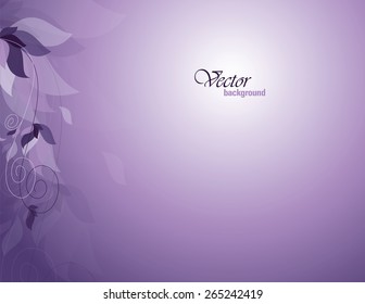 Purple Vector Background with Leaves.
