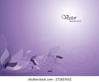 Purple Vector Background with Leaves.