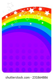 purple vector background with rainbow and stars