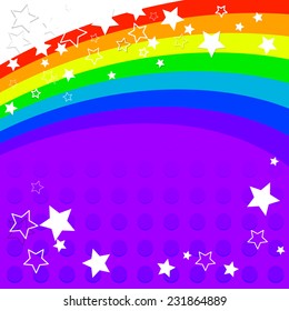 purple vector background with rainbow and stars