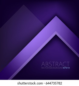 Purple vector background , triangle arrow corner element overlap layer with dark space for text design