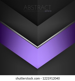 Purple vector background triangle and geometric element with black space overlap layer for background design