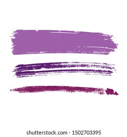 purple vector brush strokes of paint on white background 