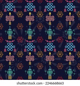 Purple Vector Chinese New Year Celebrations Repeat Pattern Background