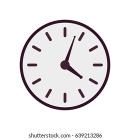 Purple vector clock icon, flat linear time sign