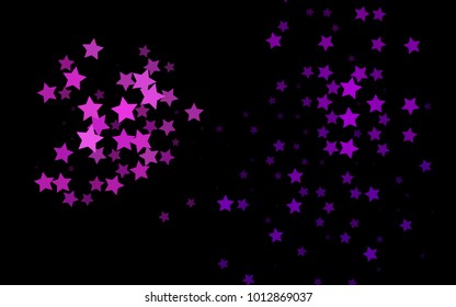 Purple vector cover with small and big stars. Decorative shining illustration with stars on abstract template. The template can be used as a background.