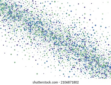 Purple Vector Dot Illustration. Blue Confetti Celebration. Ball Surprise Background. Green Top Round.