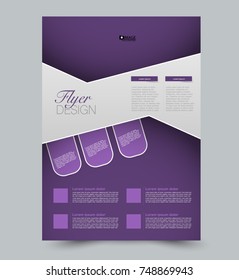 Purple vector flyer, brochure, annual report cover template. Business and education a4 design.