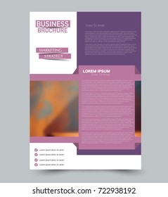 Purple vector flyer template. Abstract brochure design. Annual report cover background. For business, education, advertisement. Editable illustration.