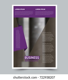 Purple vector flyer template. Abstract brochure design. Annual report cover background. For business, education, advertisement. Editable illustration.