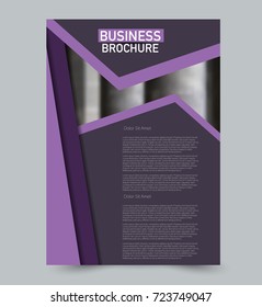 Purple vector flyer template. Abstract brochure design. Annual report cover background. For business, education, advertisement. Editable illustration.