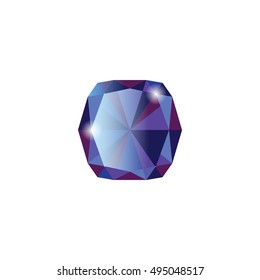Purple vector gemstone, on transparent background