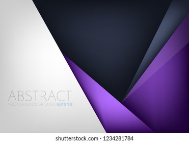 Purple vector geometric background triangle element overlap layer on black and white space for text and background design