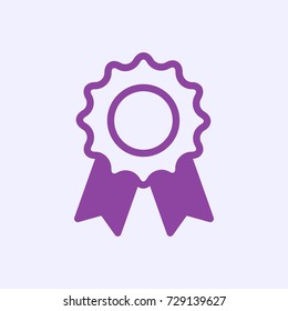 Purple vector icon of a medal, competition and achievement theme.