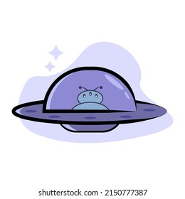 Purple vector illustration character cartoon cute alien UFO. Suitable for children book, t-shirt, apparel and other children product.