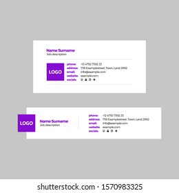 Purple Vector Illustration Of Corporate Email Signature Design