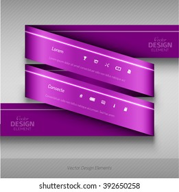 Purple vector infographics design. Infographic for presentation, banner web design, flyers or design elements. Infographic ribbons. The same illustration without sample texts in my portfolio.