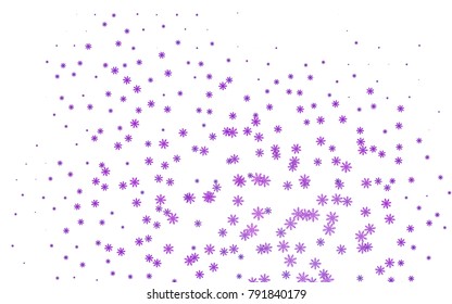 Purple vector layout with bright snowflakes. Snow on blurred abstract background with gradient. The pattern can be used for year new  websites.