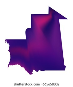 Purple vector map of Mauritania. Isolated illustration on white background