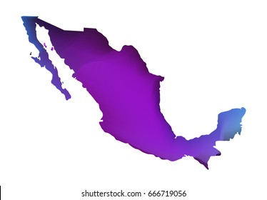 Purple vector map of Mexico. Isolated illustration on white background