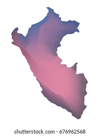 Purple vector map of Peru. Isolated illustration on white background