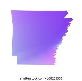 Purple vector map of state Arkansas. Isolated illustration on white background