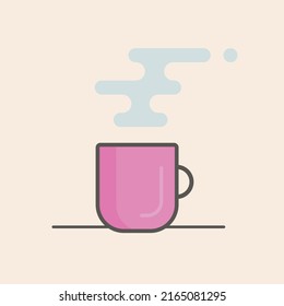 Purple Vector Mug Illustration With Smoke. Design Ready To Use In Multiple Projects Like Websites, Apps, Shops, Videos, Housewares And Health Among Others.