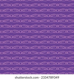 Purple vector seamless pattern with chain-like pink horizontal shapes, suitable for packaging and fabric.