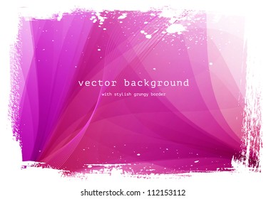 Purple vector smooth wavy background with grungy border