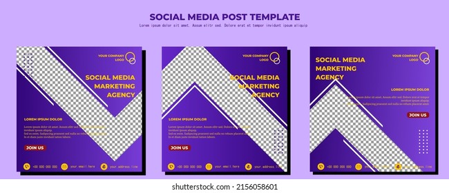 Purple Vector Social Media Post Template, vector art illustration and text